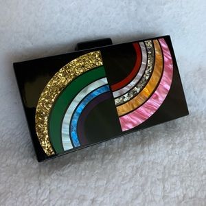 😻 GORGEOUS 🌈 Sam Edelman Art Deco Hard Clutch 🌈